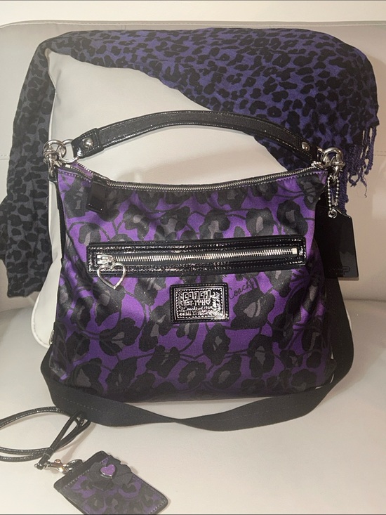 Coach Handbags - Coach Poppy Daisy Ocelot Hobo Shoulder Bag and Poppy Lanyard